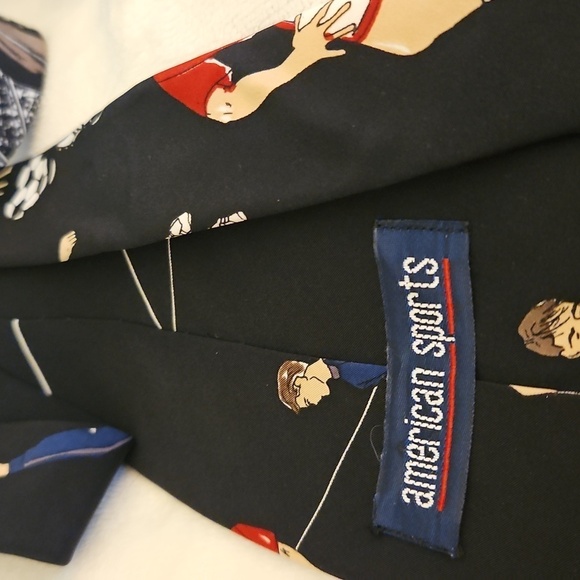 Vtg AMERICAN SPORTS 1970s Soccer Themed Black Tie - Picture 7 of 8